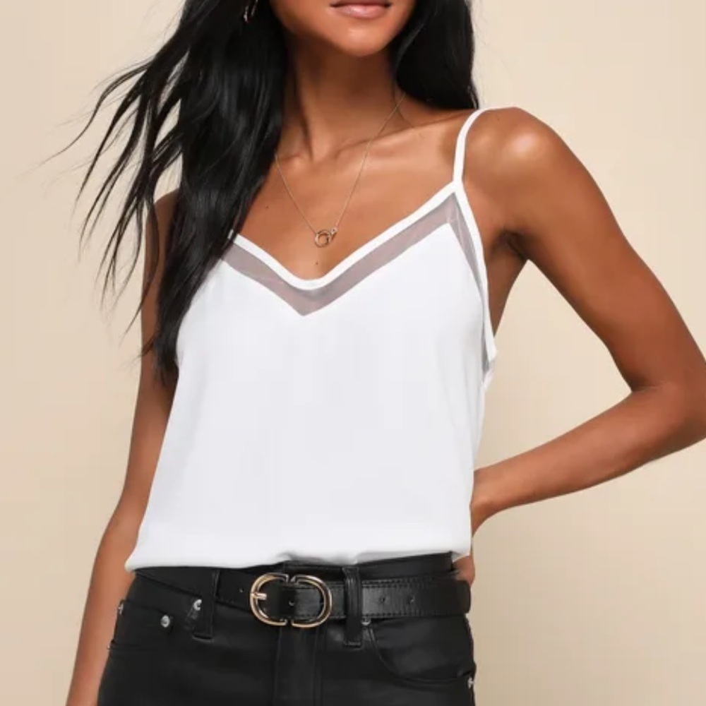Lulus Sweet Fling White Mesh Cami Tank Top. Size X-Small